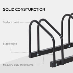 HOMCOM Bike Stand Parking Rack Floor or Wall Mount Bicycle Cycle Storage Locking Stand 179L x 33W x 27H (6 Racks, Black)