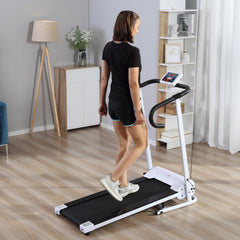 HOMCOM 1.25HP Motorised Electric Treadmill, 10km/h Folding Running Machine, Gym Fitness Exercise with LCD Monitor, White