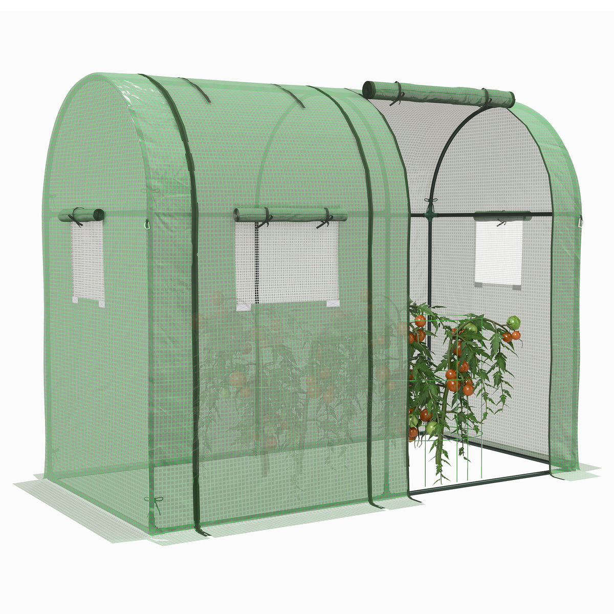 Outsunny Tomato Greenhouse, Garden Growhouse with 2 Roll-up Doors and 4 Mesh Windows, Portable Indoor Outdoor Green House, 185 x 94 x 150cm, Green