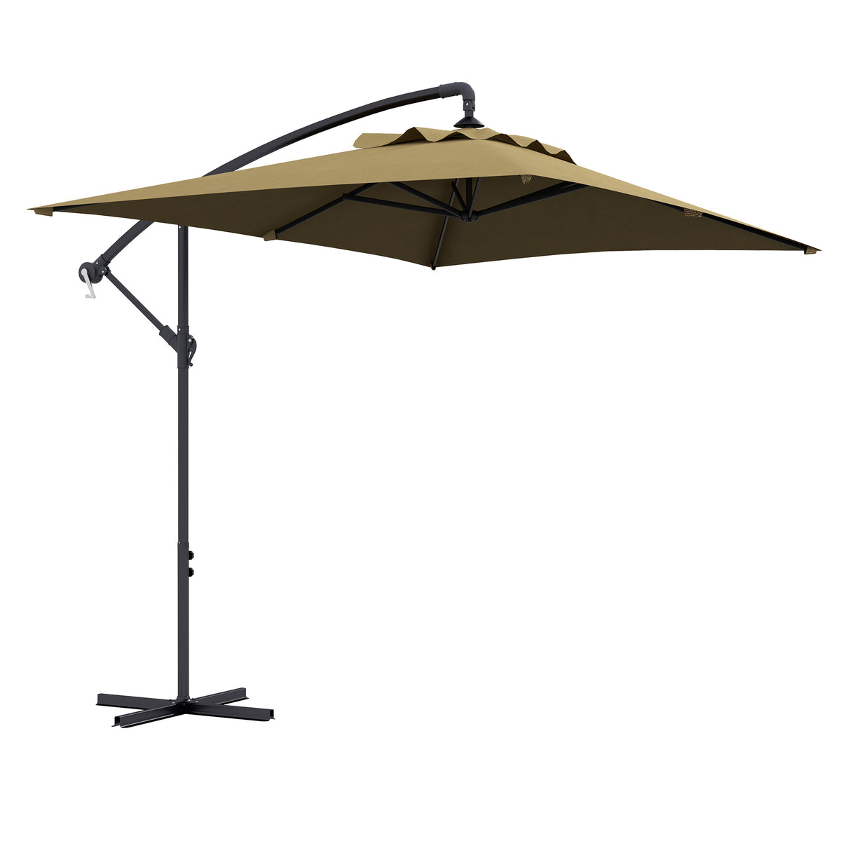 Outsunny 3m Square Canopy Cantilever Parasol, with Cross Base - Brown