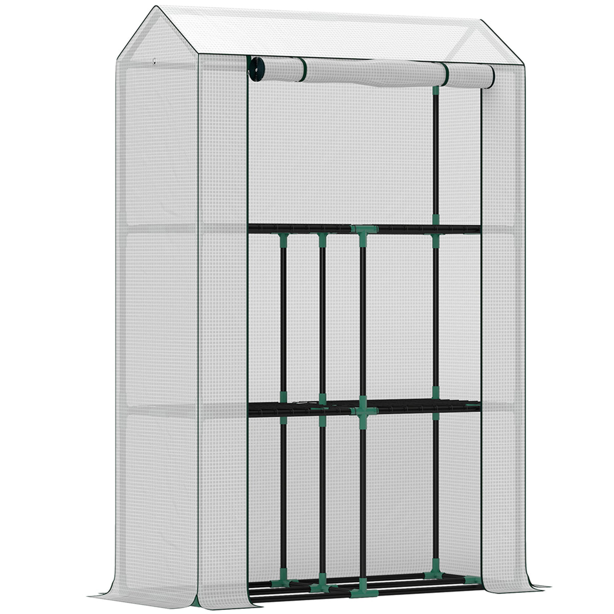 Outsunny 40 x 100cm Three Shelf Steel Frame Greenhouse - White