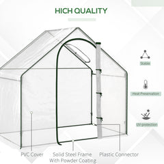 Outsunny Walk In PVC Greenhouse Garden Outdoor Flower Planter Steel Frame w/ Zipped Door & Window 180 x 100 x 168CM Clear