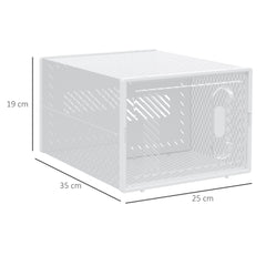 HOMCOM 8PCS Clear Shoe Box, Plastic Stackable Shoe Storage Box for UK/EU Size up to 8.5/43 with Magnetic Door for Women/Men, 25 x 35 x 19cm