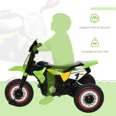 HOMCOM Toddler Pedal Motorcycle Kids Ride On Tricycle Early Learning w/ Music Lights Handlebar Stickers Exercise Boys Girls Gift for Kids 18 - 36 Months Green