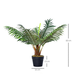 Outsunny 60cm/2FT Artificial Palm Tree Decorative Plant 8 Leaves with Nursery Pot, Fake Tropical Tree for Indoor Outdoor D√É¬©cor