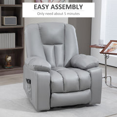 HOMCOM Leathaire Eight Massage Point Armchair, with Reclining Back - Charcoal Grey