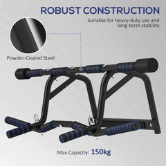 SPORTNOW Multi-Grip Doorway Pull Up Bar with Non-Slip Grips, Chin Up Bar with Anti-Fall Slot for Indoor Gym Upper Body Workout