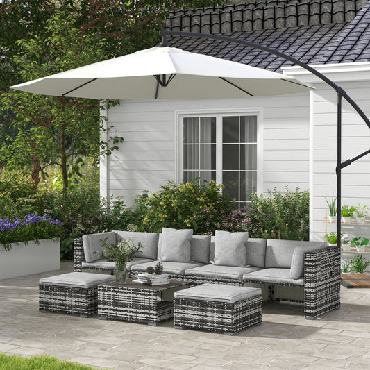 Outsunny Seven-Piece Rattan Patio Furniture Set, with Cushions - Grey