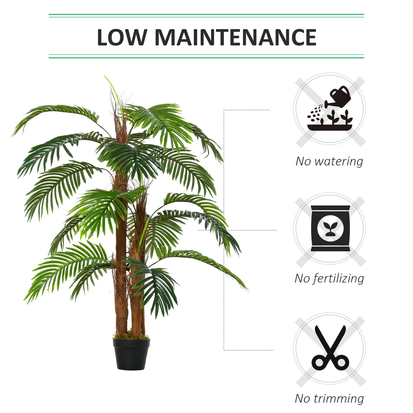 Outsunny Artificial Plant Bamboo Artificial Tree Height 120 cm with Pot for Home Indoor Decor