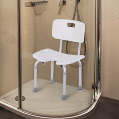 HOMCOM 8-Level Height Adjustable Bath Stool Spa Shower Chair Aluminum w/ Non-Slip Feet, Handle for the Pregnant, Old, Injured