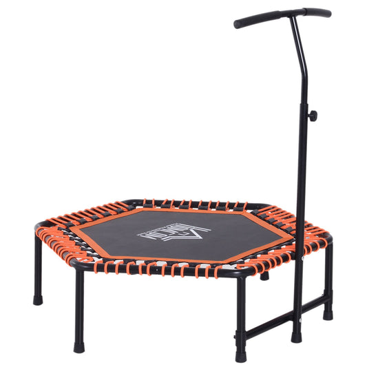 HOMCOM Mini Trampoline W/Adjustable Handle Bar - Black/Orange