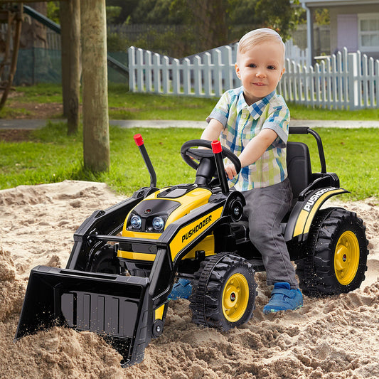 HOMCOM 6V Electric Kids Ride On Digger Excavator Construction Tractor Music Headlight for 3-5 years Yellow