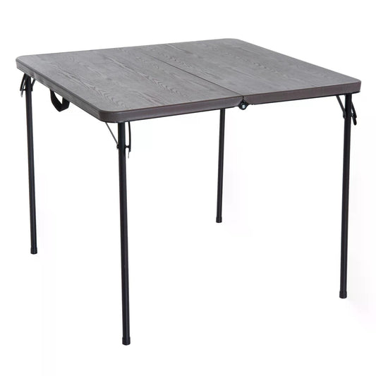 Outsunny 2.8FT Metal Portable Picnic Table Outdoor Furniture, 86Lx86Wx71.5H cm-Black/Brown