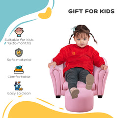 طقم أريكة للأطفال بمقعد واحد من HOMCOM Toddler Chair، 54 × 42 × 41 سم، أريكة للأطفال مع مقعد، وردي