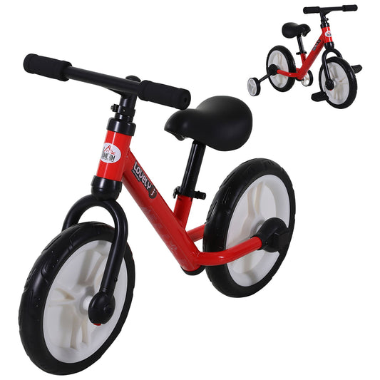 HOMCOM 11 Inch Kids Balance Bike Training Pedal Bicycle W/ Removable Stabilizers EVA Tyres Adjustable Seat Height 2 to 5 Years Gift for Boys Girls Red