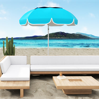 Outsunny Beach Umbrella Portable with Sand Anchor, Carry Bag, Adjustable Height & Tilt, UPF50+ UV Protection, Blue