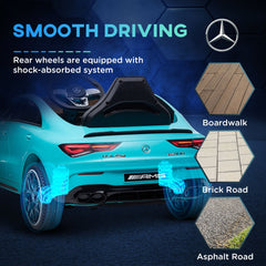 AIYAPLAY Mercedes-Benz AMG CLA 45 Licensed 12V Kids Electric Car Ride on Car w/ Remote, Suspension Lights Music Horn - Light Blue