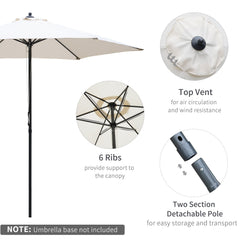 Outsunny 2.8m Garden Parasol Umbrella, Round Outdoor Market Table Umbrella Sun Shade Canopy, Off-White