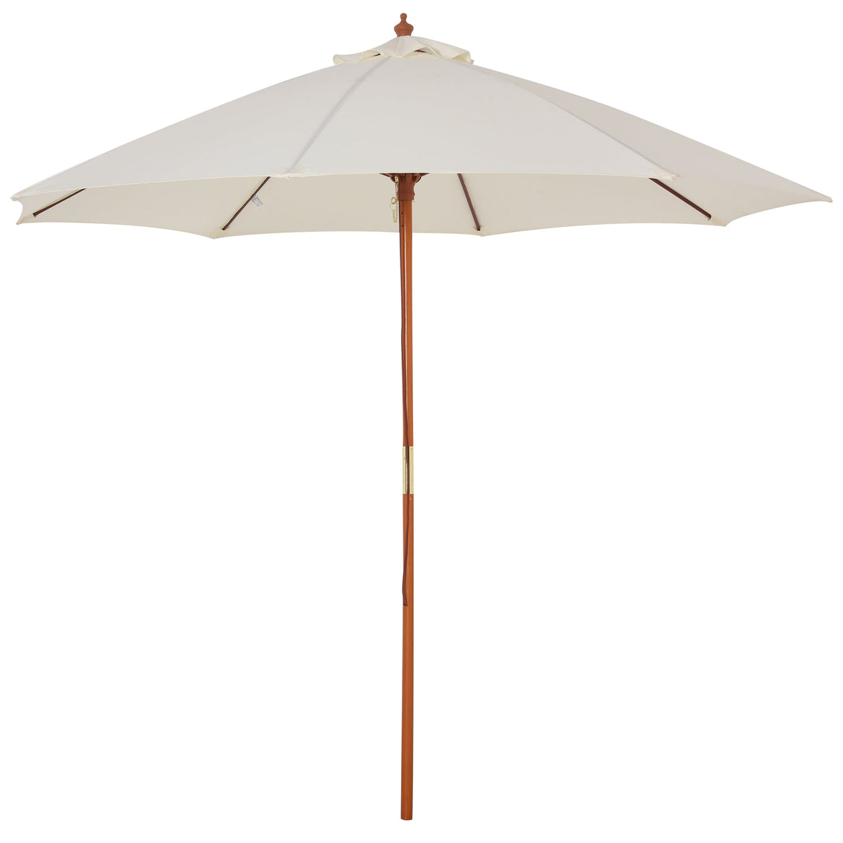 Outsunny 2.5m Garden Parasol Umbrella, Outdoor Market Table Umbrella with Wooden Pole & 8 Fibre Glass Ribs, Round Sun Shade Canopy, Off-White