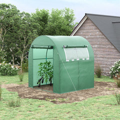 دفيئة Outsunny Walk in Polytunnel، دفيئة للحديقة مع نافذة وباب قابلين للطي، 1.8 × 1.8 × 2 متر، أخضر