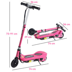 HOMCOM Foldable Electric Kids Scooter, Ride on, for Ages 7-14 Years, Pink