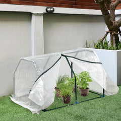 Outsunny Mini Greenhouse Grow House PVC Cover Steel Frame White 99L x 71W x 60H cm