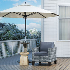 Outsunny Single Rattan Armchair, with Cushions - Light Grey