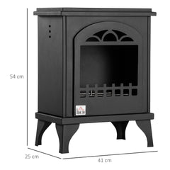 HOMCOM Free Standing Ethanol Fireplace, Bioethanol Heater Stove Fire with 0.9L Tank, 3 Hours Burning Time, Black