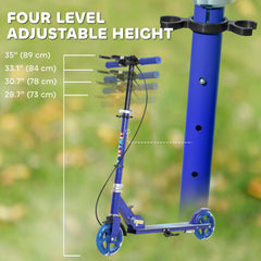 AIYAPLAY Scooter for Kids Ages 3-8 with Adjustable Handle, 2 Light up Wheels, Handbrake & Rear Brake for Girls and Boys, Blue