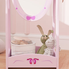 AIYAPLAY Kids Full Length Mirror, 360√Ç¬∞ Rotating Children Standing Mirror with Storage Shelf, Pink