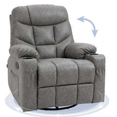 HOMCOM Thick Padded Faux Leather Recliner Armchair - Light Grey