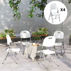 Outsunny Set of Four Foldable Outdoor Chairs - White