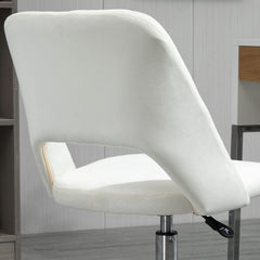 Vinsetto Armless Velvet-Feel Office Chair - Cream White