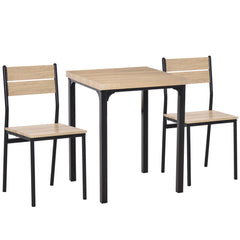 HOMCOM Three-Piece Minimal and Compact Dining Set, Light Wood Grain