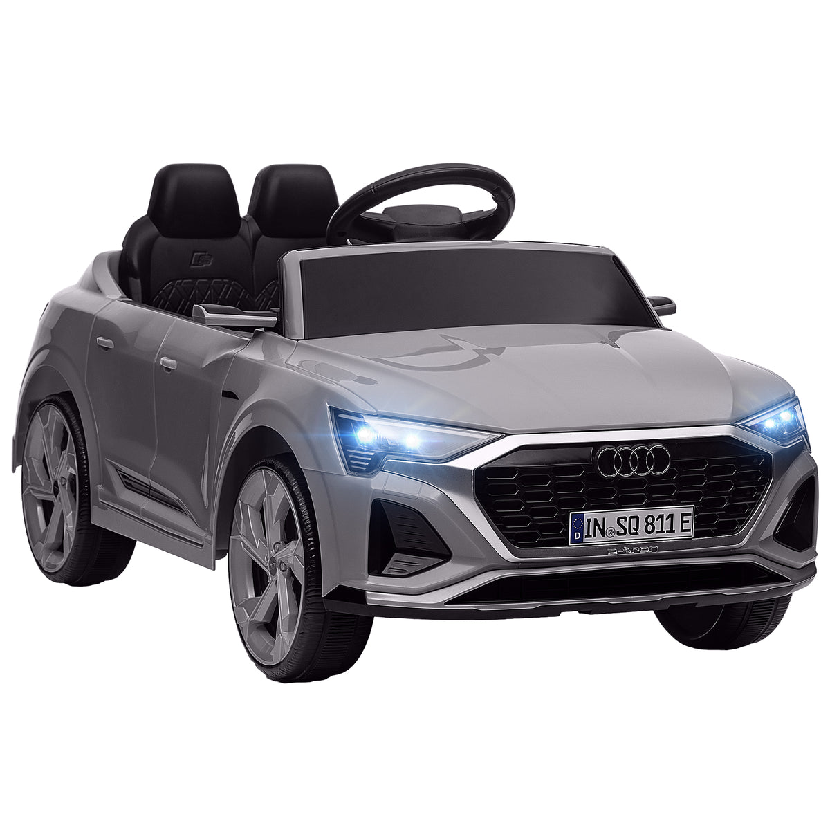 AIYAPLAY Audi Q8 e-tron Sportback Licensed 12V Ride on Car w/ Remote, 4 Spring Suspension Wheels, Headlights, Music, Horn - Grey