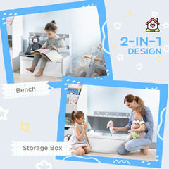 ZONEKIZ 2 In 1 Kids Storage Bench, Toy Box w/ Safety Rod - Grey