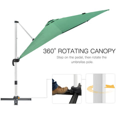 Outsunny 3 x 3(m) Cantilever Roma Parasol, Square Garden Umbrella with Cross Base, Crank Handle, Tilt, 360√Ç¬∞ Rotation and Aluminium Frame, Green