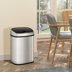 HOMCOM Stainless Steel Kitchen Sensor Dustbin Automatic Touchless Rubbish Garbage Waste Bin 58L Silver