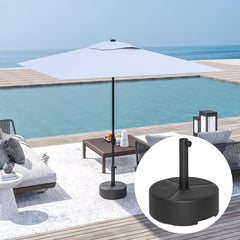 Outsunny Round Garden Parasol Base, Garden Umbrella Stand Heavy Duty Parasol Base, Filled Up to 20kg with Stand or 18kg with Water for Garden, Poolside, Black