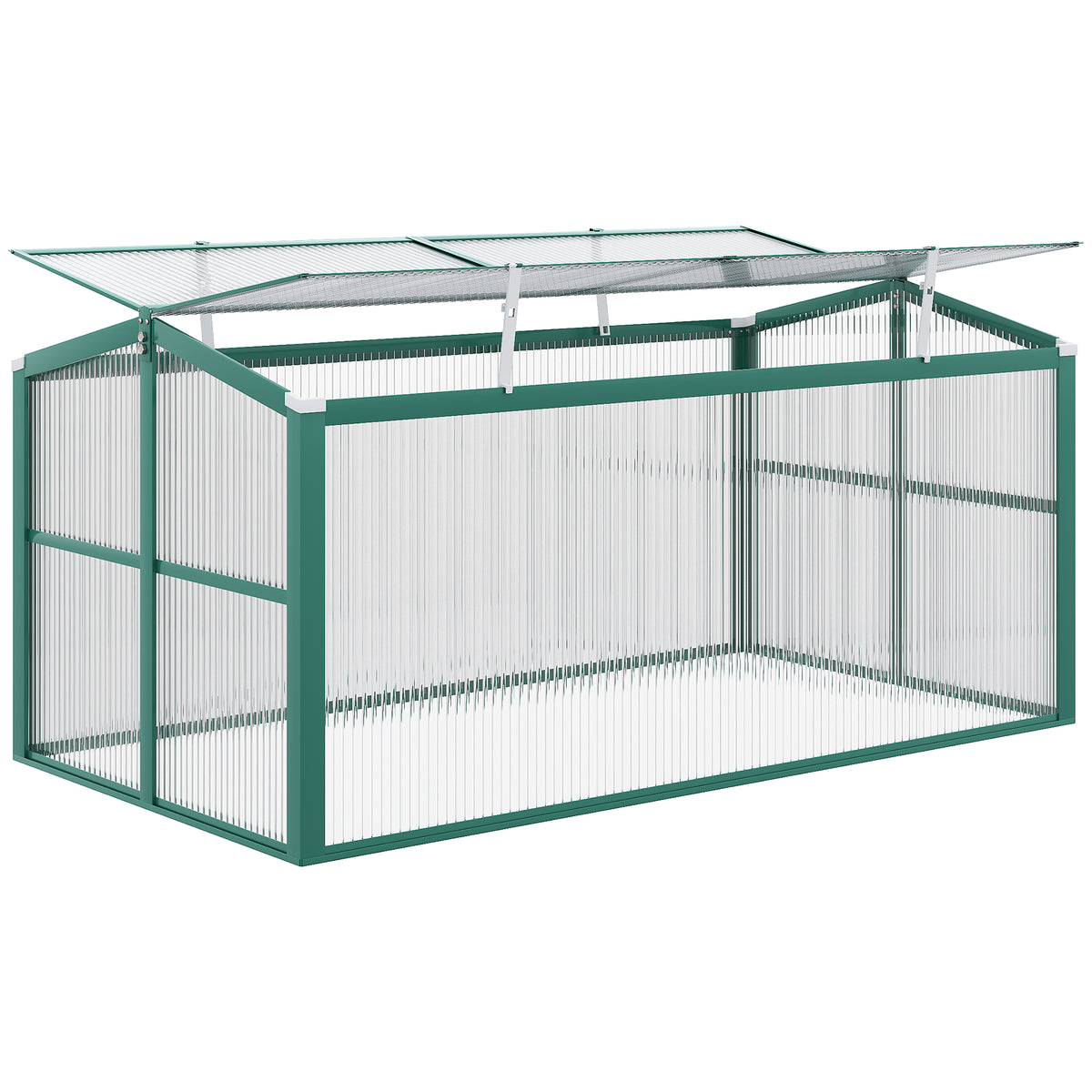 Outsunny Aluminium Polycarbonate Greenhouse Cold Frame Grow House, Openable Top for Flowers and Vegetables, 130x70x61cm