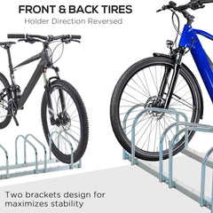 HOMCOM Bike Stand Parking Rack Floor or Wall Mount Bicycle Cycle Storage Locking Stand 179L x 33W x 27H (6 Racks, Silver)