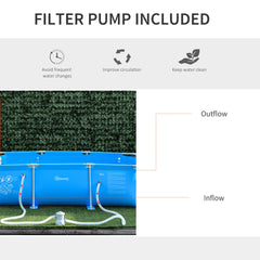 حوض سباحة بإطار فولاذي من Outsunny مع مضخة فلتر وخرطوشة فلتر وجدران جانبية معززة ومقاومة للصدأ فوق سطح الأرض 292 × 190 × 75 سم، أزرق
