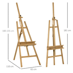 Vinsetto Artist Easel Stand for Wedding Sign with Brush Holder, Beech Wood A-Frame Tripod Studio Easel, Portable Adjustable Art Stand for Painting, Sketching, Exhibition, Holds Canvas up to 120cm