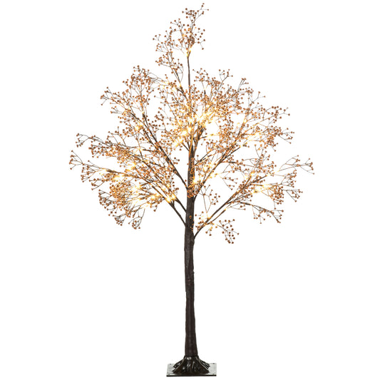 HOMCOM 4ft Artificial Gypsophila Blossom Tree Light with 72 Warm White LED Light, Baby Breath Flowers for Home Party Wedding, Indoor and Outdoor Use