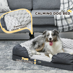 PawHut Calming Dog Bed Pet Mattress w/ Removable Cover, Anti-Slip Bottom, for Medium Dogs, 90L x 69W x 21Hcm - Charcoal Grey