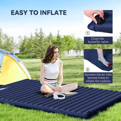 Outsunny 2 Person Camping Inflatable Mattress - Navy Blue