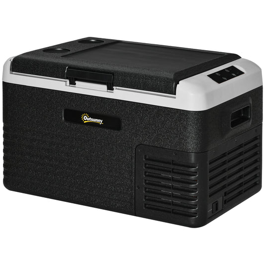 Outsunny 30L Car Refrigerator, Portable Compressor Car Fridge Freezer, Electric Cooler Box with 12/24V DC and 110-240V AC for Camping, Driving, Picnic, Down to -20√¢‚Äû∆í