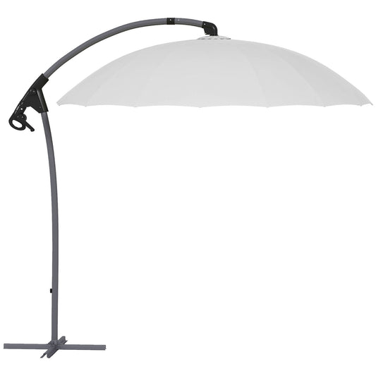 Outsunny 2.7m Cantilever Parasol, with Cross Base - Grey