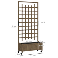 Outsunny Wooden Trellis Planter, Raised Garden Bed with Wheels and Bed Liner, to Climb and Grow Vegetables, Herbs and Flowers