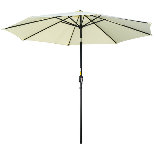 Outsunny 3(m) Tilting Parasol Garden Umbrellas, Outdoor Sun Shade with 8 Ribs, Tilt and Crank Handle for Balcony, Bench, Garden, Beige